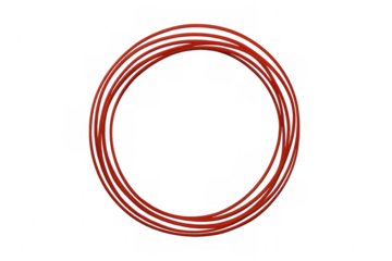 Red cable forming a circle on a transparent background, ideal for communication and technology concepts