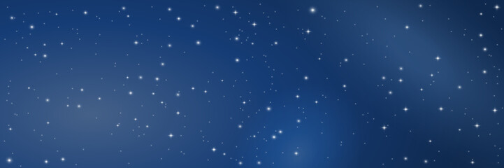 Dark blue Cosmos. Night Sky with Stars. Shiny abstract Universe. Galaxy with Starlight and Sparkles. Celestial cosmic background. Vector illustration © Tami Yako