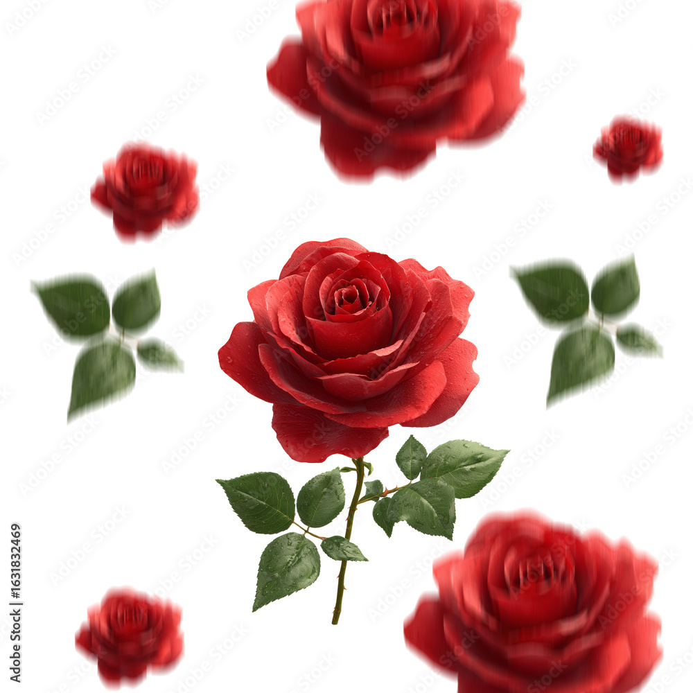 Poster elegant red rose arrangement on transparent backdrop a captivating floral display for graphic design
