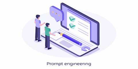 Prompt engineering team collaborating on a digital project