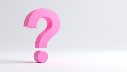 pink question mark 3d icon on a white background, symbolizing a query or a need for help