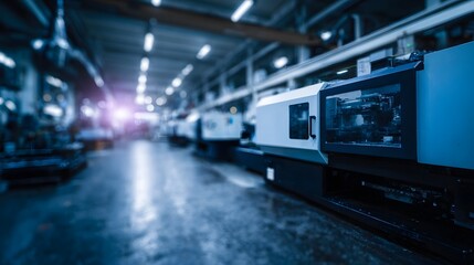 Obraz premium Plastics manufacturing line with injection molding hines