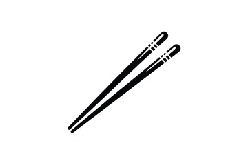 Simple black chopsticks icon on white background