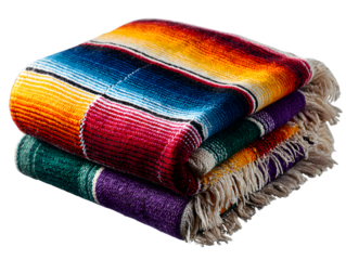 Colorful striped blankets add a vibrant, cozy touch to any room with their cheerful hues
