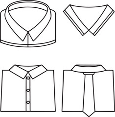 Isolated black shirt and tie icon, formal neckwear with open collar, business attire in minimalist style, editable vector for office fashion, dress code visuals, professional wear, and apparel designs