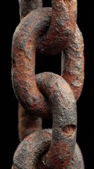 Rusty metal chain links showcasing texture, detail, and age against a dark background