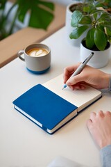 clean desktop with refillable notebook and eco pen