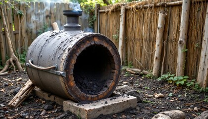 An old vintage outdoor furnace