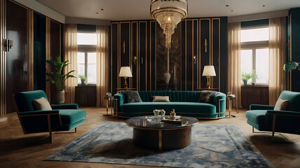 Art deco living room interior