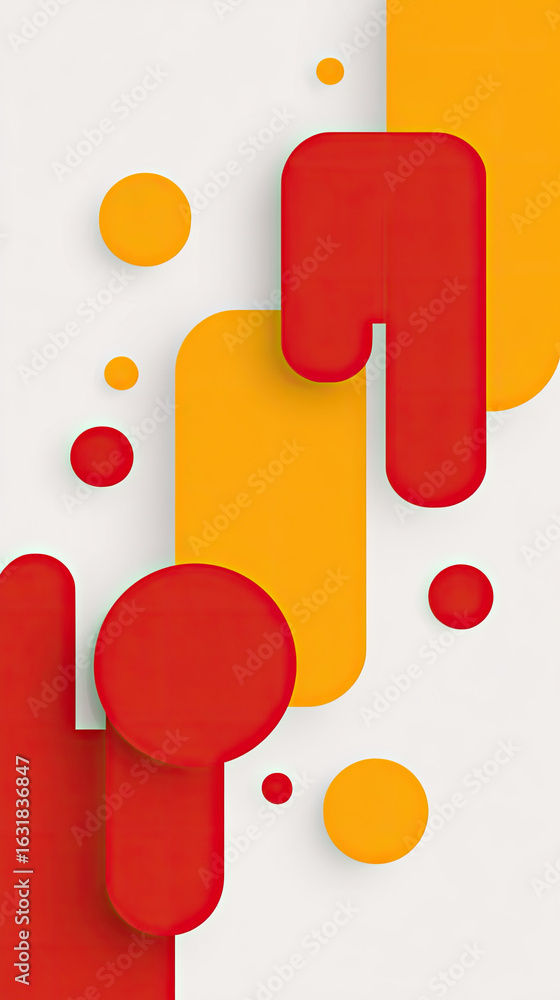 Aufkleber abstract geometric shapes in red and orange with shadows