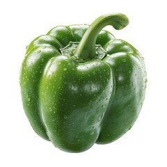 A green Bell pepper isolated on a transparent background