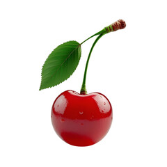 Fresh Red Cherry with Stem &ndash; Realistic High-Resolution Transparent PNG for Food Packaging, Digital Design, and Branding