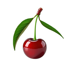 Fresh Red Cherry with Stem &ndash; Realistic High-Resolution Transparent PNG for Food Packaging, Digital Design, and Branding