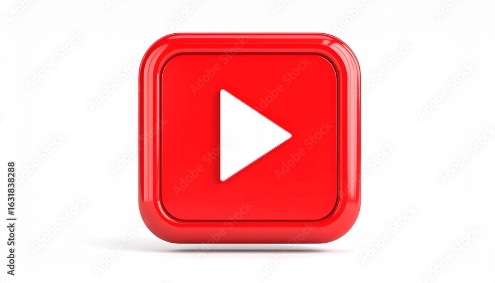 Poster glossy red play 3d icon for a video player's next button
