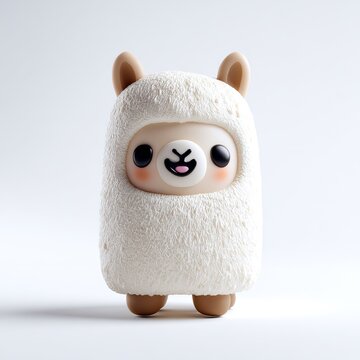 Alpaca Llama Animal Fluff Farm Cute Kawaii 3D Render Object
