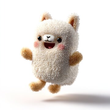 Alpaca Llama Animal Fluff Farm Cute Kawaii 3D Render Object
