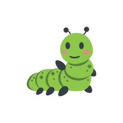 Illustration of Cute Green Caterpillar Illustration: Pixel Art Insect Graphics vector