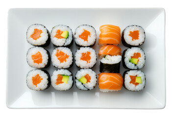 White Sushi Roll Assortment on Transparent Background, High-Resolution Food Cutout