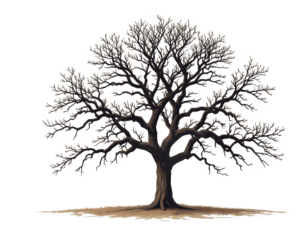 White Tree with Transparent Background, Digital Illustration for Web Design - Powered by Adobe
