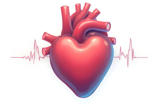 Heart with Pulse Graphic Illustration for Medical Concept