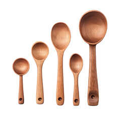 Wooden spoons of various sizes  isolated on white background