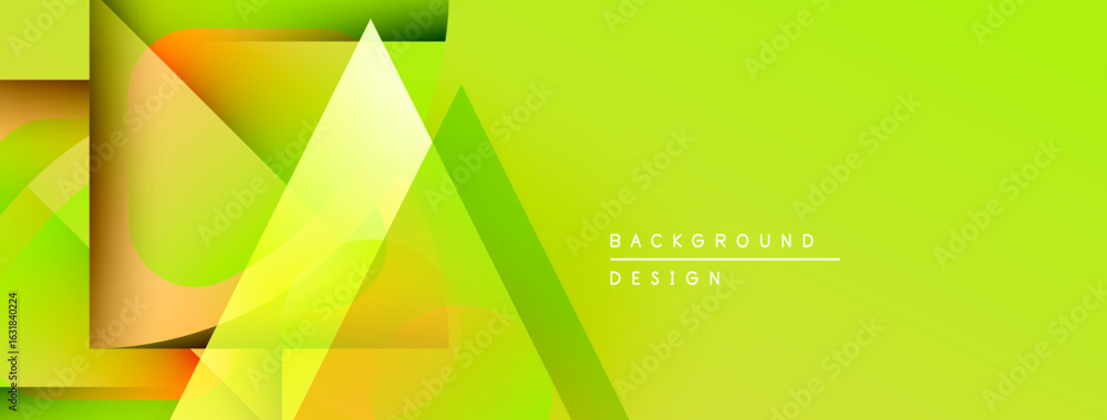 Aufkleber abstract geometric shapes overlap, creating vibrant green gradient background. modern design element