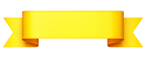 Yellow Ribbon Banner with Transparent Background, Glossy Design Element for Branding