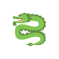 Illustration of Pixel Art Green Dragon: Chinese Mythology Creature Design vector
