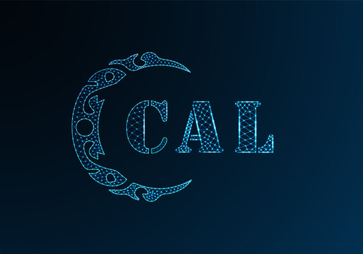 Low poly letter logo CAL design. CAL letter logo low poly vector design on blue color gradient background. CAL logo low poly design