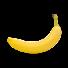Single vibrant yellow banana isolated on black for healthy eating and creative food concepts