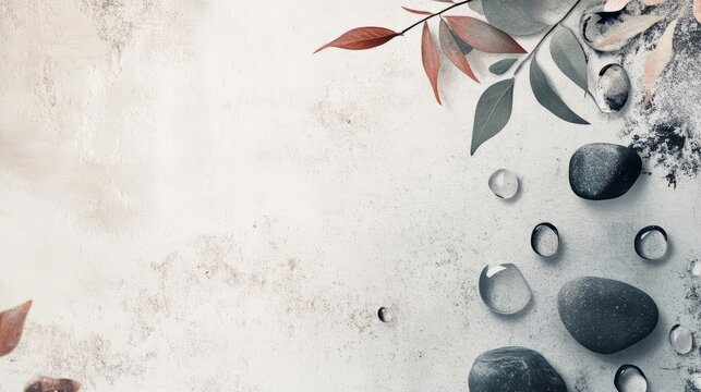 Natural elements create a serene setting for a calming banner or promotional flyer design