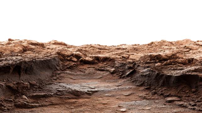 Mud terrain with deep grooves and a transparent background