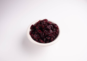 Dried cranberries on a white background. Healthy eating.
