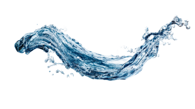 Water splash creating dynamic movement in a clear environment