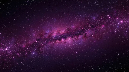 Radiating vibrant purple and magenta hues, nebulae and bright stars create a stunning depiction of the Milky Way galaxy, showcasing the vast beauty of the universe