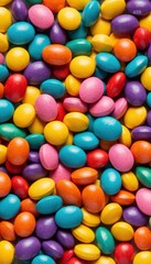 Obraz premium close-up of a pile of colorful pills flying from above. concept - medicine, allergy pills, medicinal products, diet