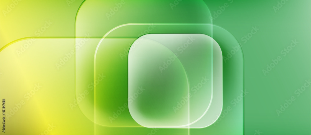 Poster abstract composition. overlapping squares create luminous gradient effect. yellow transitions to vib