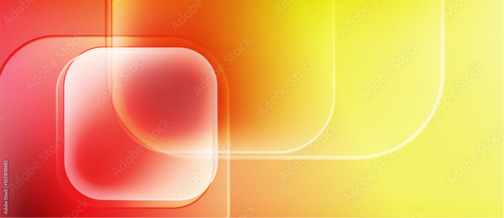 Poster abstract background features vibrant orange, red, yellow hues. geometric shapes overlap creating lum
