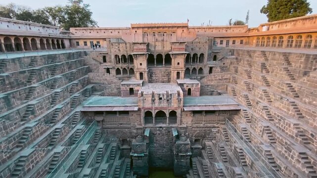 Chand Baori is an ancient 13-storey stepwell located in Abhaneri, Rajasthan, one of the largest and oldest stepwells in India with stunning architecture.