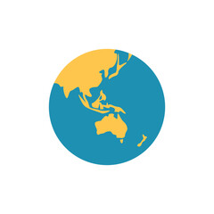 Illustration of Simplified World Map: Asia, Australia, and Oceania Illustration vector