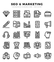 Set of SEO & Marketing icons. Vector Illustration.