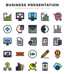 Business Presentation Lineal Color icons. Vector Lineal Color illustration.