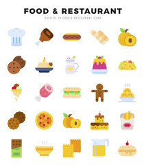 Simple Set of Food and Restaurant Related Vector Flat Icons.