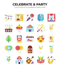 Collection of 25 Celebrate & Party Icons