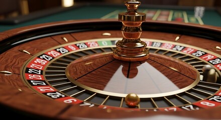 Close-up shot of a roulette wheel in a casino setting, showcasing the anticipation of the game and
