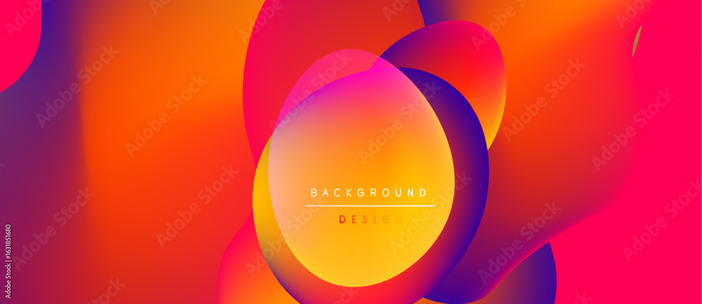 Poster abstract vibrant background. overlapping colorful shapes create dynamic visual effect. gradient hues