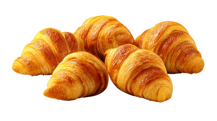 Freshly baked croissants arranged on a transparent background