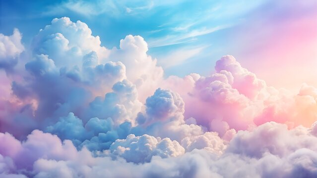 Dreamy pastel clouds in a bright sky