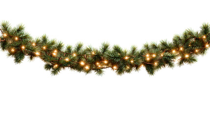 Festive garland with lights on transparent background for decoration