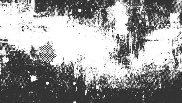 Monochrome texture composed of irregular graphic elements. Distressed, Abstract dust particle and dust grain texture on white background